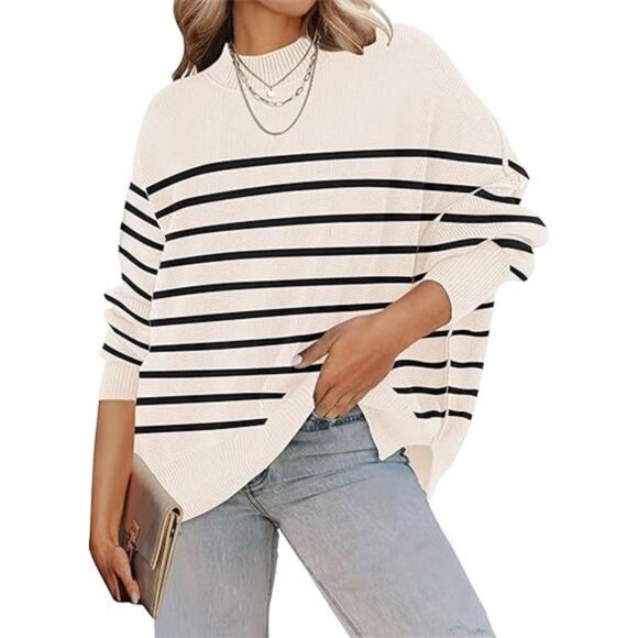 Women's Fall Casual Long Sleeve Crew Neck Sweater – Oversized Ribbed Knit - Picture 5 of 7